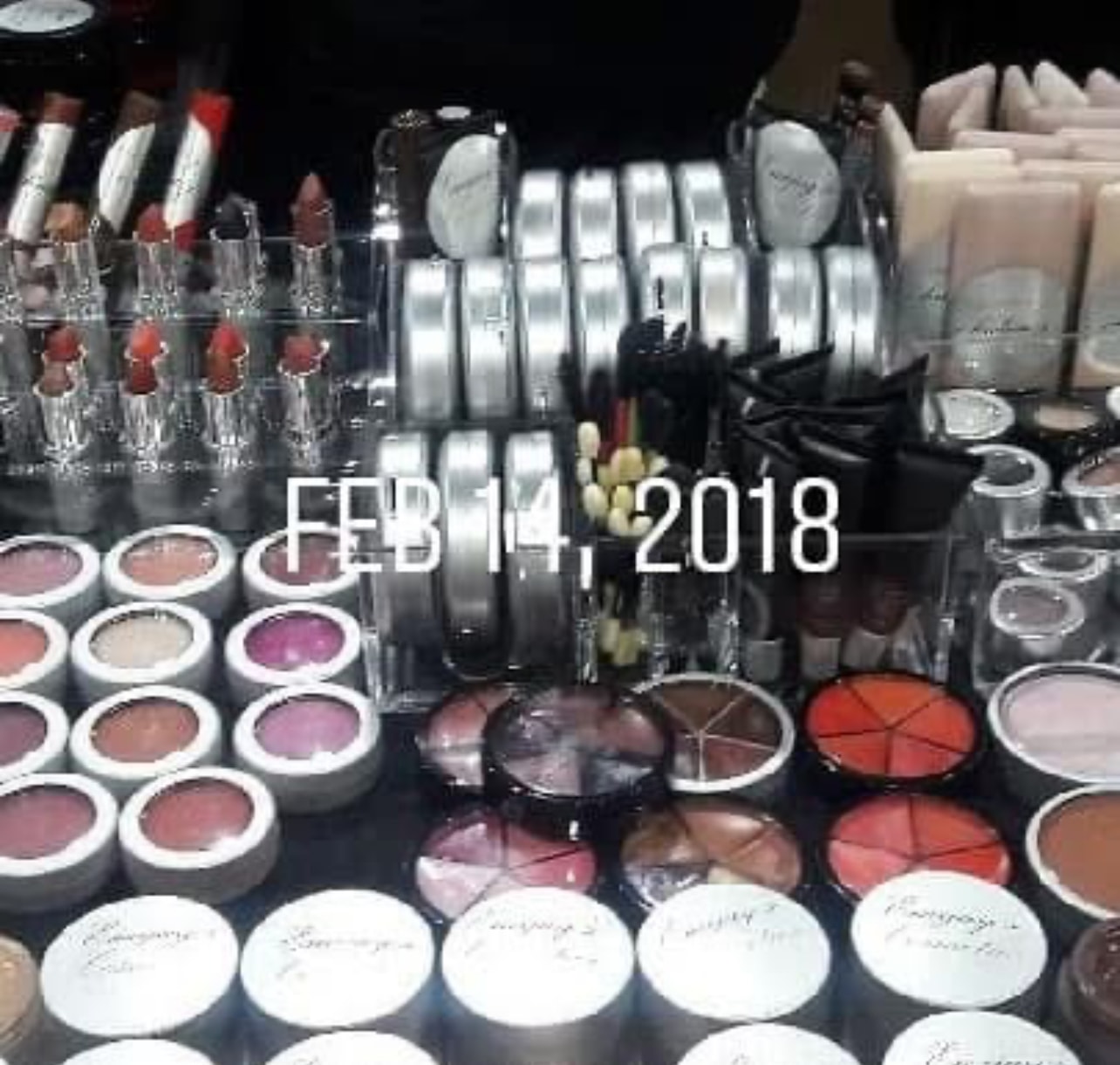 Emijay's Cosmetics makeup collection display